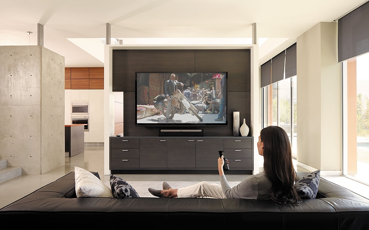 Woman remote tv control