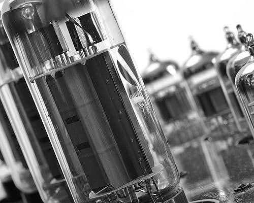 black and white amplifier tube details