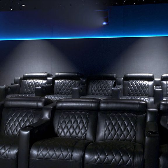 black tufted theater recliners