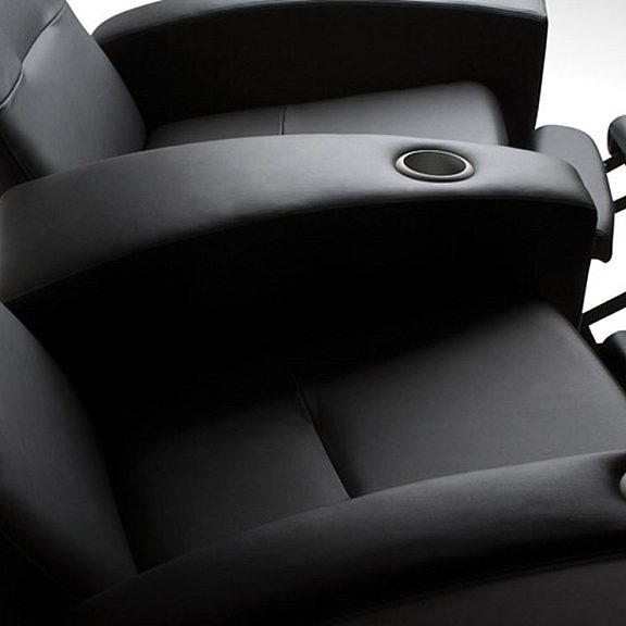 Theater seating black leather recliners